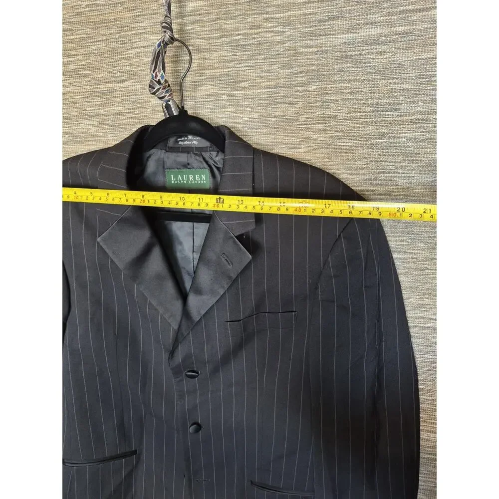 LAUREN Ralph Lauren Blazer Jacket Mens 40R Black Super 100s Fine Worsted Wool